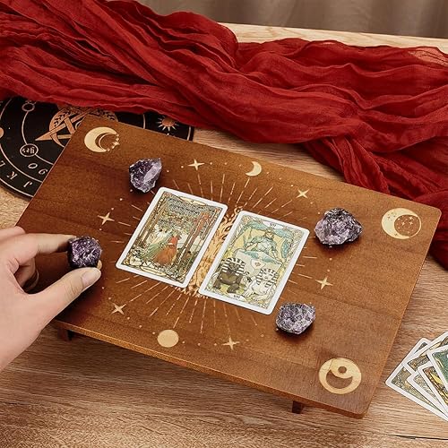 PH PandaHall Table D'de Table de Méditation en Bois de 30x20cm Table D' Wiccan en Bois Sanctuaire Bouddhiste Phase de Lune pour Décoration de Chambre Wiccan - Nail Gallerys