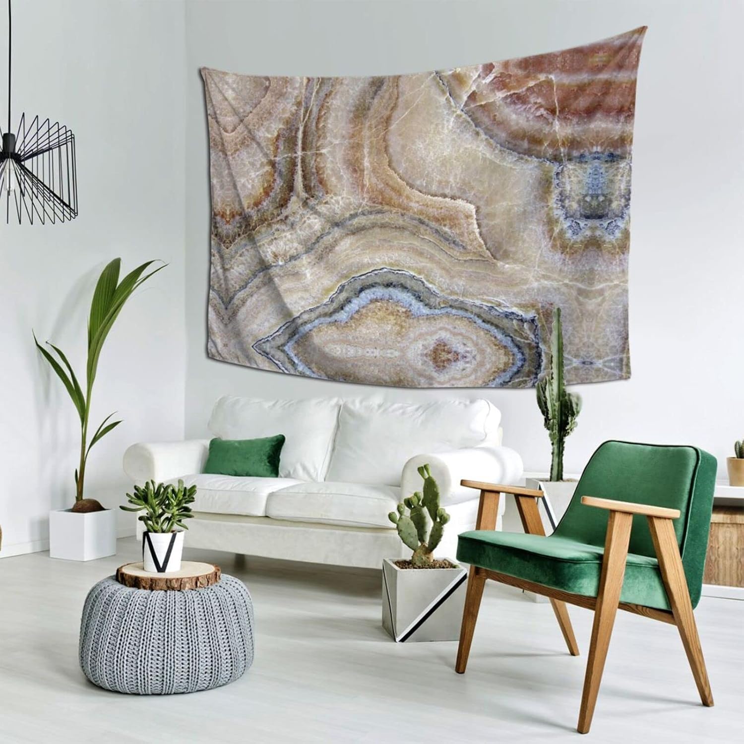 Boutique Tapisserie murale décorative en onyx bleu pâle pour chambre à coucher, salon, dortoir, 203 x 152 cm - Nail Gallerys