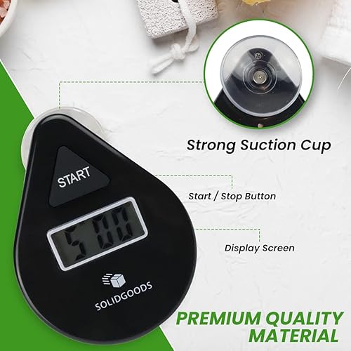 SolidGoods Salle De Bain Horloge Murale Digitale Étanche, Minuteur Douche Coupe Eau Réglable en 5 Minutes, Horloge Salle De Bain Ventouse Salle de Bain, Chronomètre Numérique avec Piles, (Noire) - Nail Gallerys