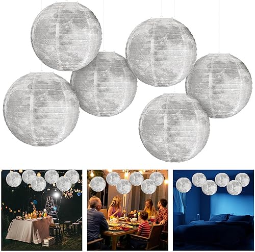 ROYJJ Lot de 6 lampes en papier lune, décoration à suspendre sur le thème de l'espace mystérieux pour garçons et filles - Nail Gallerys