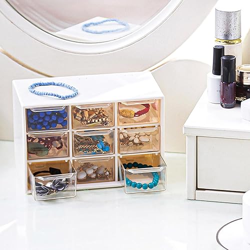 Fyihoxi Organiseur 9 Compartiments, Mini Tour de Rangement à Tiroirs, Organiseur de Bureau Empilable avec Tiroir de Rangement pour Bureau Vanités Chambre Coucher Salle Bains - Nail Gallerys