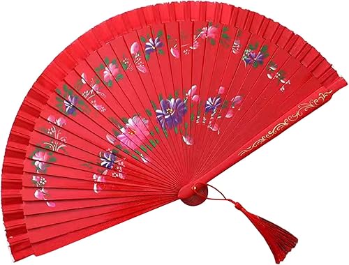 Duyeuau Éventail de danse espagnol à double motif de flamenco avec illustration florale, éventail pliable en soie - Nail Gallerys