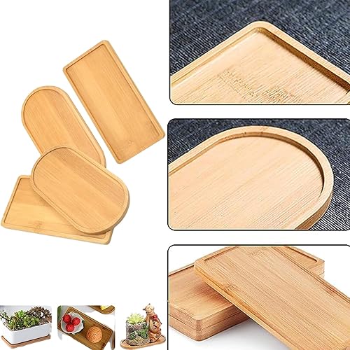 4 Pièces Plat En Bambou Rectangulaire Et Ovale - Plateaux Décoratifs De Service, Sous Verre, Plateau De Cuisine Pour Nourriture, Tasses, Bijoux, Pots De Fleurs, Café - Nail Gallerys