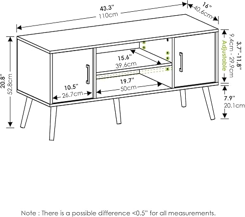 Furinno Claude Meuble TV de Style Milieu du Siècle avec Pieds en Bois, pour Téléviseur Jusqu'à 50 Pouces, Deux Armoires, d'ingénierie, Chêne Français Gris, Two Cabinets - Nail Gallerys