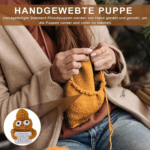 LATRAT Poupée de potate de poche, hug positive, en laine tricotée, cadeau de bonne chance, cadeaux de motivation, (Golden Poo) - Nail Gallerys