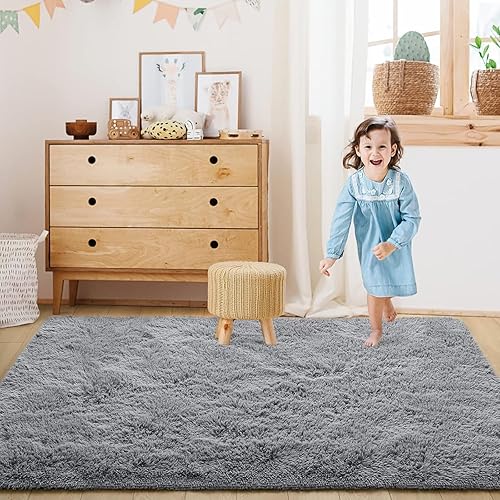 HOKXUAN Tapis Poil Ras Tapis de Salon 90 x 70 cm Dessous Antidérapant, Lavable Lavable Pile Courte et Douce Personnalisable Au Mètre pour Cuisine, Chambre, Gris Clair - Nail Gallerys