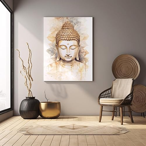 Affiche Decoration Murale Zen Tableau Bouddha Arbre de Vie Fleur Lotus Art Poster Mural Beige Toile Deco Salon Moderne SANS CADRE - Nail Gallerys