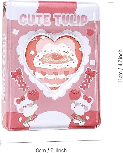 Porte-carte photo Kpop de 3 pouces, 2 pièces album photo, petit mini album photo, cakes love heart, hollow 40 poches, livre de cartes nom, album photo fans avec pendentif - Nail Gallerys
