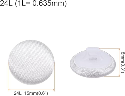 QUARKZMAN 10Pcs Boutons de Couture en Plastique Recouverts de Tissu en Coton de 15 mm de Diamètre pour Costumes, Robes, Blouses - Blancs - Nail Gallerys