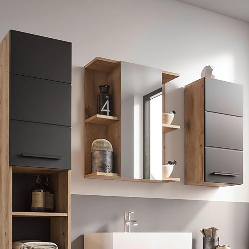 Stella Trading Vista Meuble de Salle de Bain, sous Vasque, Aspect chêne Viking, Vert Roseau, avec Beaucoup d'espace de Rangement, Bois d'ingénierie Plastique, Waschbeckenunterschrank - Nail Gallerys