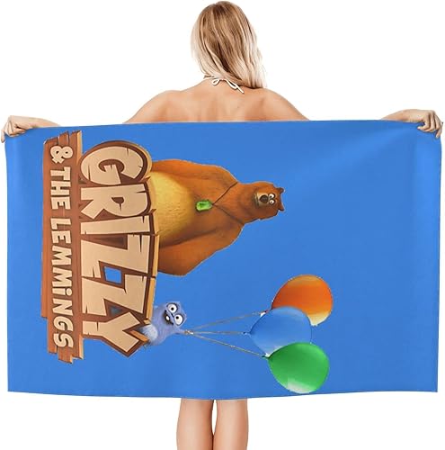 Serviette de Bain pour Grizzy et Les Lemmings Cartoon Fashion Serviettes de Camping, Serviette en Microfibre Super absorbante à séchage Rapide Serviette en Microfibre 32 x 52 Pouces - Nail Gallerys