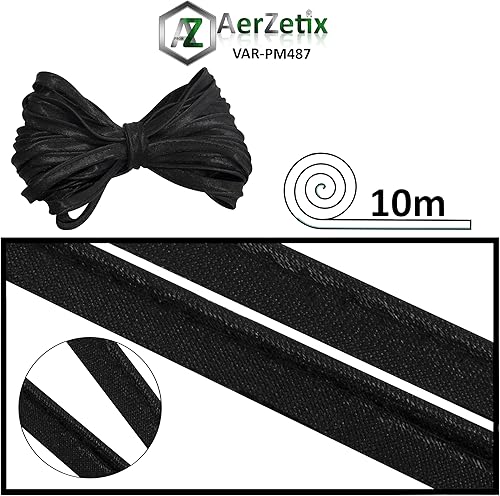 AERZETIX - Passepoil ruban 10 mètres x 10 mm - en matériau polyester - couleur bleu clair - couture customisation vêtements créations décoratives bordure finition textile pour ourlets biais - Nail Gallerys