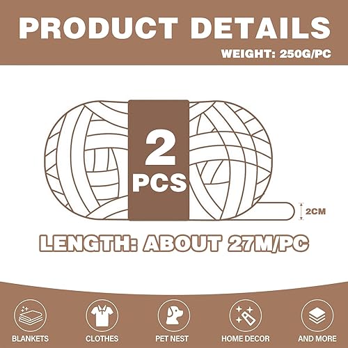 Pelote Laine Grosse Maille 500 g (250 g x 2) - Environ 54 m, Clair Grosse Pelote de Laine xxl Doux et Confortable Pour crochet, couvertures, écharpes, chapeaux, couvertures (01) - Nail Gallerys