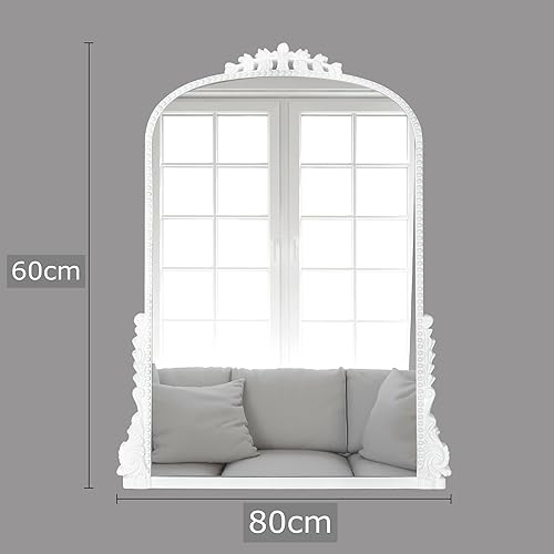 SHYFOY Miroir Mural Arqué Doré Vintage, Grand Miroir Mural Salon, Style Baroque Shabby Chic, Decoration Murale, 90 x 60 cm, Or - Nail Gallerys