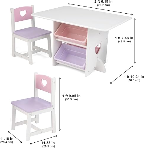 KidKraft Coeur Ensemble Table Enfant et 2 Chaises en Bois avec 4 Bacs de Rangement, Meuble de Rangement, Chambre Enfant, 26913 - Nail Gallerys