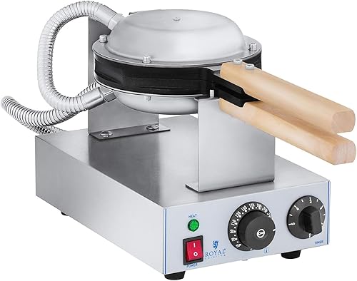 Royal Catering Gaufrier Bubble Waffle Appareil a Gaufres Waffle Machine a Gaufre RCWM-1400-B (1.415 W, Matériau Acier/Aluminium, 1Poignée en bois résistante à la chaleur, Température 50-250 °C) - Nail Gallerys