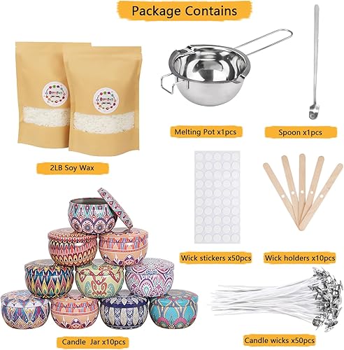 Kit de Fabrication de Bougies en Cire de Soja 900g – Set Complet DIY pour Débutants (Cire Naturelle, Mèches, Parfums, Pots, Fonte) – Cadeau Créatif pour Bougies Parfumées Maison - Nail Gallerys