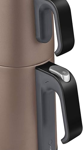 Arzum Théière turque électrique - Puissance : 1650 W - Théière de 1,2 l - Bouilloire de 1,8 l - En acier inoxydable - Fonction maintien au chaud - Protection contre le fonctionnement à sec - Nail Gallerys