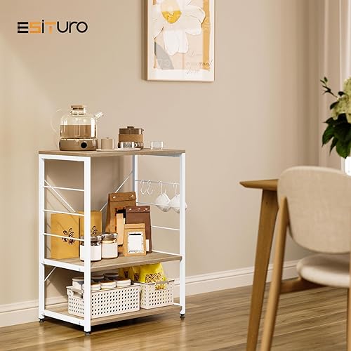 eSituro Étagère de Cuisine sur Pied en chêne - Étagère Basse en métal - 3 Niveaux - Étagère de Rangement Chic en Bois - 60 x 40 x 82 cm SSTR0027 - Nail Gallerys
