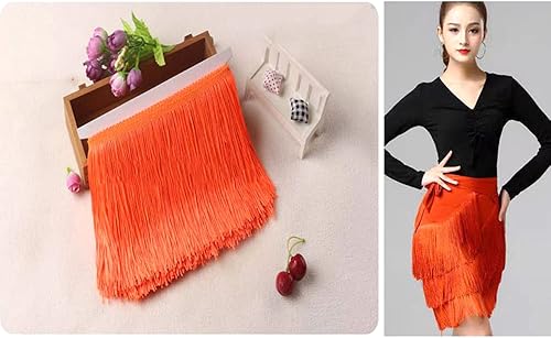 10 cm x 2 m - Bordure Franges - Ruban dcoratif - Frange de Danse - Frange Coupe en Soie - pour la Couture, Le Bricolage, Les vtements, la Lingerie, Les Costumes, Les Rideaux, la dcoration, Orange A - Nail Gallerys