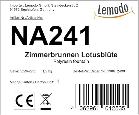 LEMODO Fontaine d'intérieur, avec cascade, pour refoulement, cônes d'encens, éclairage LED, décoration « Lotus » avec cascade, pour la maison, décoration de chambre - Nail Gallerys