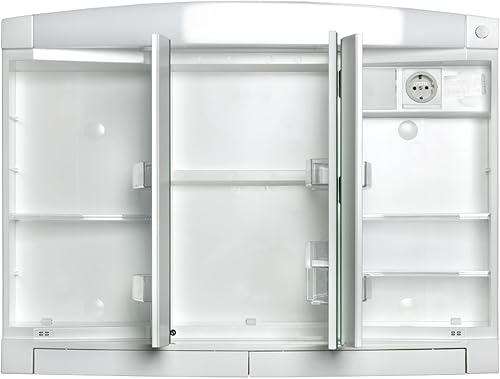 Jokey Armoire à miroir Swing avec éclairage LED - 76 cm de large - En plastique - Blanc - Nail Gallerys