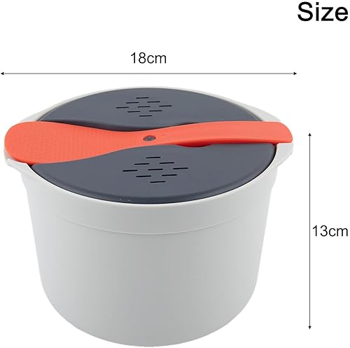 Cuiseur à riz pour micro-ondes, cuiseur vapeur de 2 L avec passoire, cuillère à riz, couvercle résistant aux hautes températures pour la maison et le bureau (orange) - Nail Gallerys