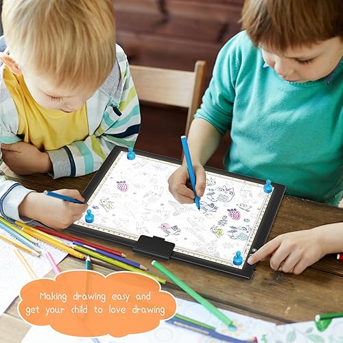 Jubor Tablette Lumineuse A4, LED Tablette Dessin Magnétique, Tableau de Copie à LED avec Câble USB, Tablette Lumineuse Dessin Réglable pour Dessin, Peinture Diamant, Croquis, Calligraphie - Nail Gallerys