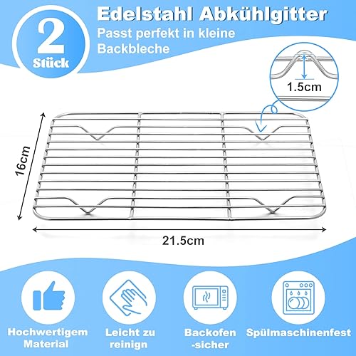 Onader Lot de 2 grilles de Refroidissement Mini grilles de Cuisson en Acier Inoxydable pour la Cuisson, la friture/Le Grillage/Le Refroidissement, saines, 21,5 x 16 x 1,5 cm - Nail Gallerys
