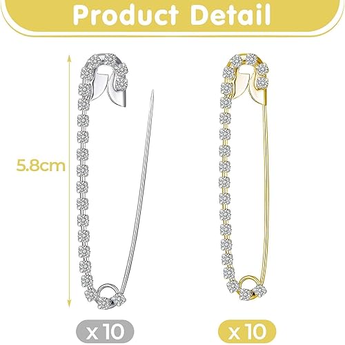 EHDWXVZM 20 Morceaux D'Épingle À Taille De Taille, Épingle Élée Et Simple, Broche en Strass, Accessoires De Vêtements, Peuvent Être Utilisés dans Les Vêtements, Les Chapeaux, Les Foulards. - Nail Gallerys