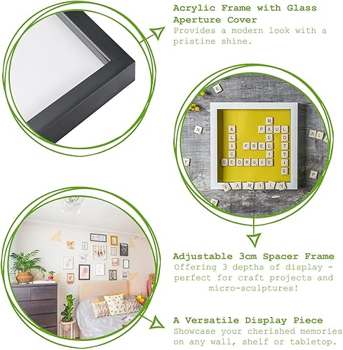 Nicola Spring Cadres de Photos en boîte 3D - 6 x 6 - Noir - Pack de 2 - Nail Gallerys