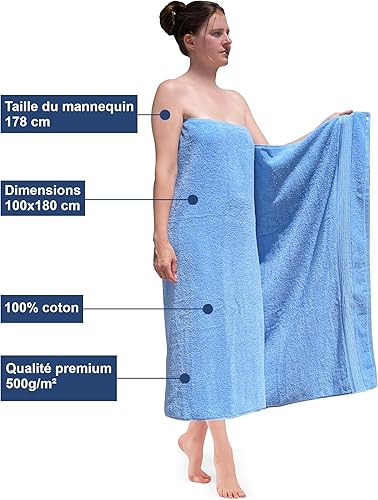 altego Serviette de Bain Grande Taille 100 x 180 cm 100% Coton – Qualité Haut de Gamme - Grande Serviette de Bain Coton (Beige) - Nail Gallerys