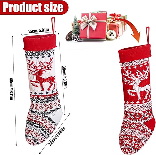 HBWHNIU 2 Pièces Chaussette de Noel, Grande Chaussettesde Noël Personnalisé Tricotés, Bottes de Noël Renne Suspendre, Chaussettes Cadeaux du Père Noël, pour Décoration d'arbre de Cheminée de Noël - Nail Gallerys