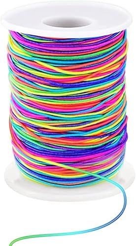 LATRAT 100m Cordon Couleur Arc-en-Ciel Fil,Cordon d'Artisanat, Corde Bricolage, Fil de Cordon pour Collier Bracelet Bijoux Bricolage et Artisanat, Inélastique φ1mm - Nail Gallerys