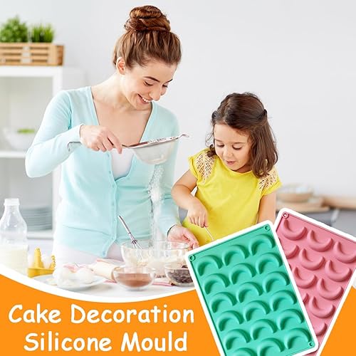 NJCXOLA 2 pcs Moule à Pâtisserie pour 36 croissants de lune à la vanille, Plaque à Patisserie, Plaque à Biscuits, Plaque de Cuisson avec un Revêtement en Teflon, 28 x 19 x 1.2 cm Grün + Rosa - Nail Gallerys