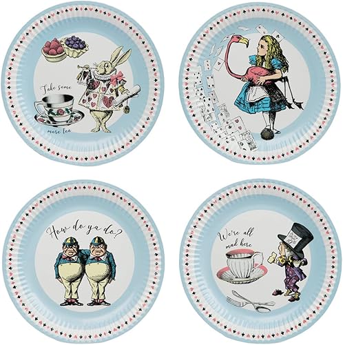 Talking Tables Décorations de fête Alice au pays des merveilles et pour 16, Mad Hatter Tea Anniversaire pour enfants ou adultes, banderole, assiettes, serviettes, tasses, vaisselle douche de bébé - Nail Gallerys