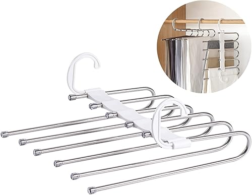 Cintres Magiques,Porte-Manteaux 6 en 1,Cintre Pantalon Multiple,Porte-Pantalons Multifonctionnel,Antidérapant Porte Jeans,Cintre à Pantalon Peu Encombrant,pour Cravate Écharpe Pantalon Jean (Blanc) - Nail Gallerys