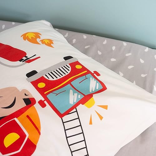 Drap Housse Enfant Pompier Pirate 100% Coton Bio* 90x190 cm - Nail Gallerys