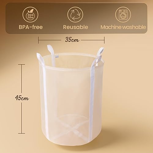 ecooe Lot de 150 sacs filtrants en nylon avec poignées renforcées - 45 x 35 cm - Kit de brassage à bière - Réutilisables - Pour bière, vin, thé, café, jus - Nail Gallerys