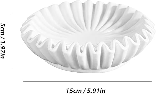 Décoration de bol à volants, bol décoratif, bol en marbre de résine, bol décoratif blanc, bol à volants rustique polyvalent en résine, bol à volants décoratif pour la décoration de la maison - Nail Gallerys