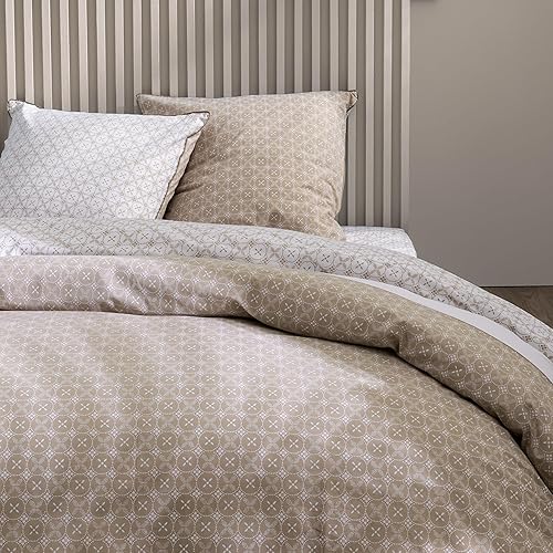 MATT & ROSE Parure de Lit 220x240 cm Tendance CÉRAMIQUE Imprimée Réversible | 100% Coton | Oeko-Tex | Housse de Couette 220x240 cm + 2 Taies d'oreiller 65x65 cm | Argile - Nail Gallerys
