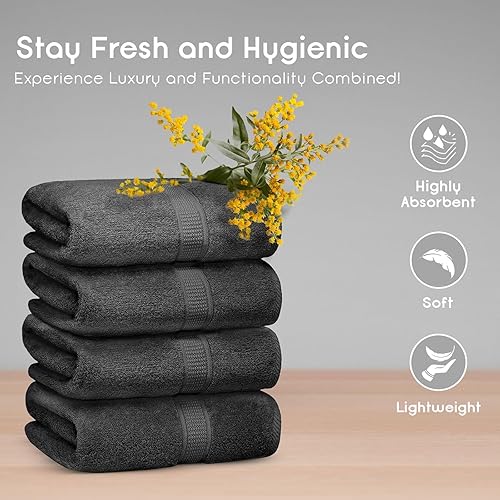 Ariv Serviettes de Bain en Coton de Bambou de qualité supérieure - Naturelles, Ultra absorbantes et respectueuses de l'environnement - 76,2 x 132,1 cm (Platine) - Nail Gallerys