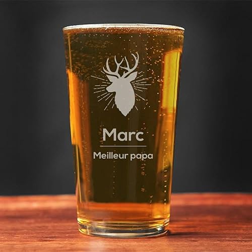 CADEAUX.COM - Verre à Bière Personnalisable 57 cl - Foot - Idée Cadeau Avec Prénom et Message - Fête des Pères - Papa - Nail Gallerys