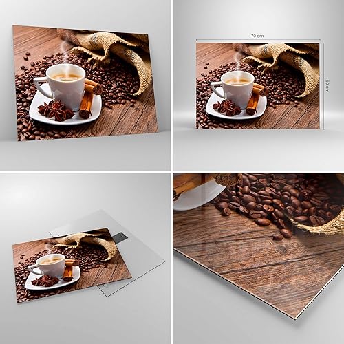 Moderne Impression sur Verre Café noir petit déjeuner chocolat Image Tableau en Verre Decoration Murale 70x50cm Deco Cadre Salon Chambre Horizontal Petit Tableaux Decoratifs Muraux Art GAA70x50-2152 - Nail Gallerys