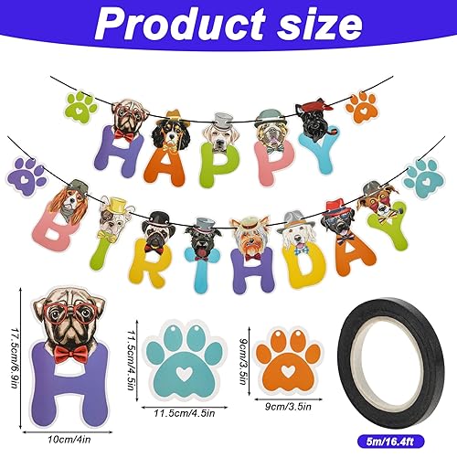 Bannière d'anniversaire sur le thème du chien - Décoration de fête d'anniversaire - Panneau « Happy Birthday » pour toile de fond portrait - Bannière d'anniversaire pour chien - Chiot - Décorations de - Nail Gallerys