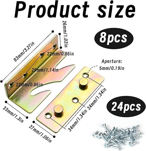 Lot de 4 raccords de lit, accessoires de lit lourds, raccords de lit, connecteurs coudés avec vis pour connexion de meubles, fixation de barrières de lit - Nail Gallerys