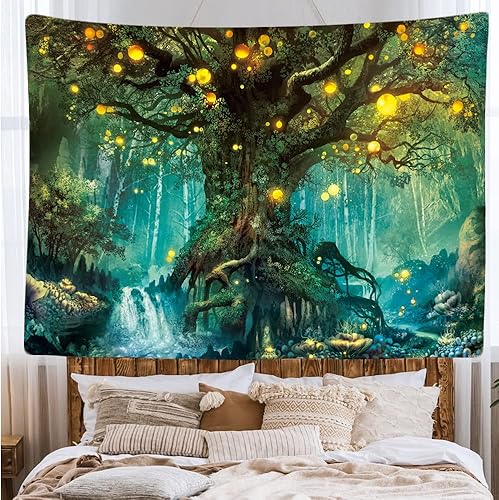 Ulticool – Tapisserie Murale Décorative Chambre - Fée Elfe Arbre la Magie Nature - 200 x 150 cm Grand – Papier Peint Tissu – Tapestry Aesthetic Wall - Décoration Panoramique - Nail Gallerys