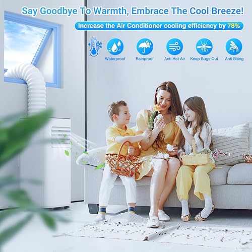 Kit de joint de fenêtre pour climatiseur - 300 cm - Anti-moustiques - Imperméable - Résistant au vent - Universel - Avec double fermeture éclair et robinet adhésif puissant pour climatiseur portable - Nail Gallerys