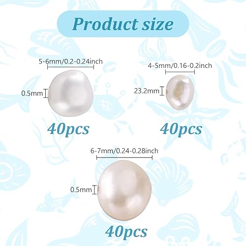 HOBBIESAY 120 pièce de Perles de Culture D'Eau Douce en Vrac 3 styles Couleur Coquillage Perles Naturelles Brin de Perle de Riz Baroques Keshi pour la Fabrication de Bijoux Trou :0.3-0.5 Mm - Nail Gallerys