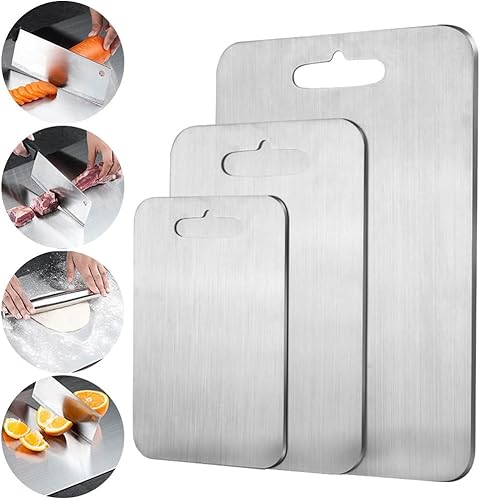 Planche à découper double épaisseur en titane pour cuisine, camping, randonnée et randonnée, durable, légère, idéale pour viande, fruits et légumes (46 x 30 cm) - Nail Gallerys